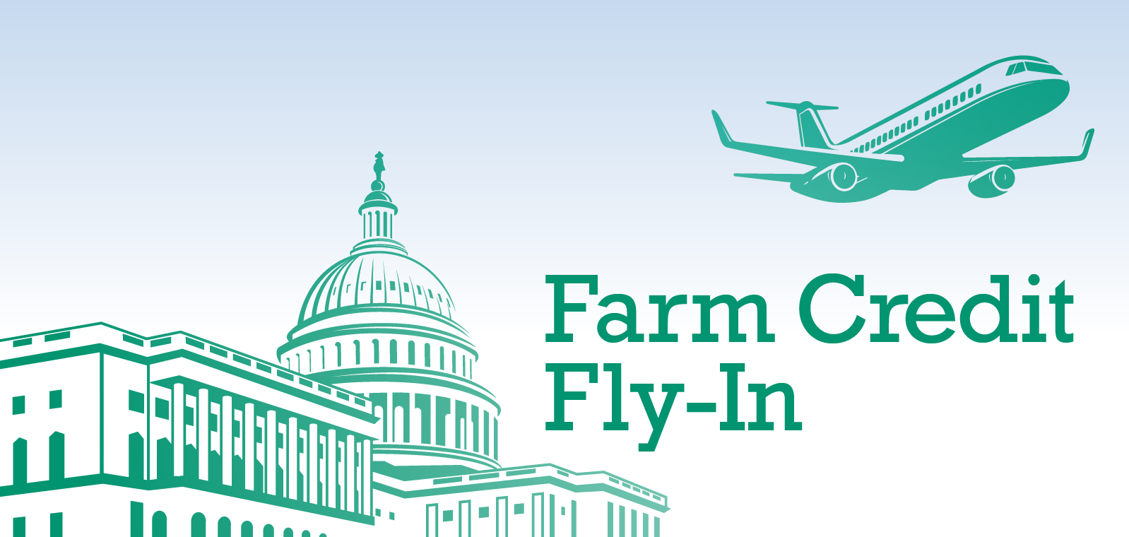 Graphic with Capital building with an airplane flying over it.