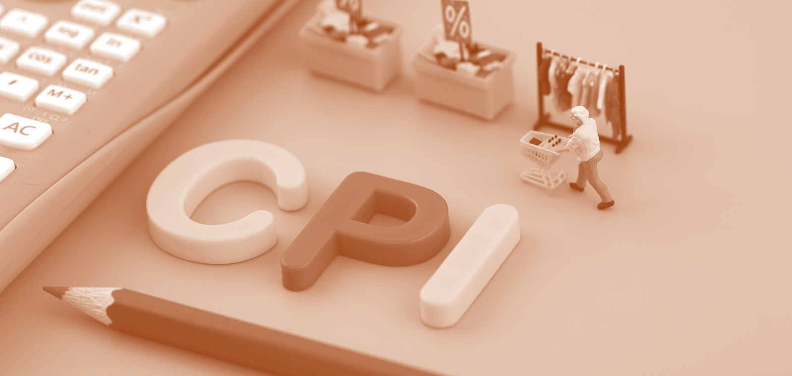 The words CPI on desk with calculator 